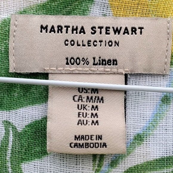 Martha Stewart 100% Linen Lemon Print Collared Blouse Long Sleeve L XL - Picture 3 of 8